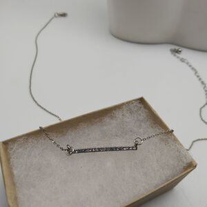 Crystal bar silver toned‎ necklace simplistic jewelry